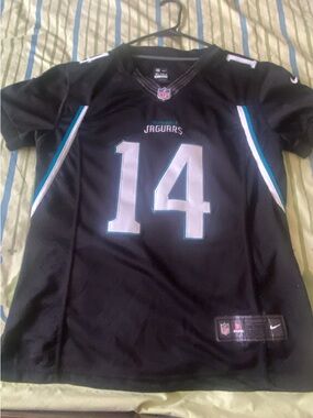 NFL Black and White Striped Football Jersey with NFL Shield